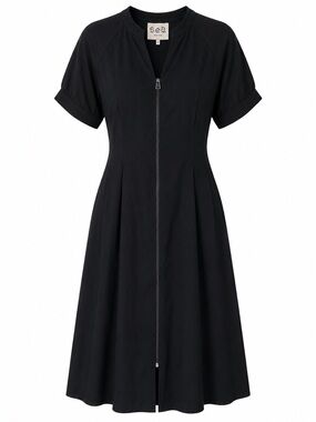See By Chloe Black Zip-Front A-Line Dress